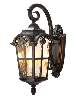 17.7" Outdoor Wall Lights, Black Roman Waterproof Porch Lantern | Water Ripple Glass Shade, Anti-Rust Metal Frame, E26 Base, Outside Porch Light for House, Garage 17.7" Outdoor Wall Lights, Black Roman Waterproof Porch Lantern | Water Ripple Glass Shade, Anti-Rust Metal Frame, E26 Base, Outside Porch Light for House, Garage