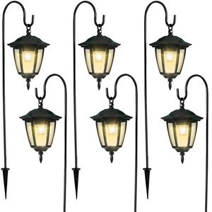 6 Pack Solar Hanging Lights Outdoor, Solar Powered Garden Decorative Lanterns with 6 x 38 Inch Shepherd Hooks, Waterproof Landscape Lighting for Lawn Patio Yard Pathway Driveway, Warm White 6 Pack Solar Hanging Lights Outdoor, Solar Powered Garden Decorative Lanterns with 6 x 38 Inch Shepherd Hooks, Waterproof Landscape Lighting for Lawn Patio Yard Pathway Driveway, Warm White