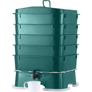 The Original Plus 5-Tray Worm Compost Bin Indoor & Outdoor Vermicomposting System, Continuous Flow Food Waste Recycler for Organic Composting & Gardening - Dark Green The Original Plus 5-Tray Worm Compost Bin Indoor & Outdoor Vermicomposting System, Continuous Flow Food Waste Recycler for Organic Composting & Gardening - Dark Green