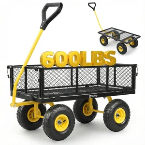 Steel Mesh Garden Cart, 600 lb Capacity, Removable Sides | Steel garden cart and utility wagon with removable sides, flatbed conversion and 10 in rubber tires for yard and patio loads. Steel Mesh Garden Cart, 600 lb Capacity, Removable Sides | Steel garden cart and utility wagon with removable sides, flatbed conversion and 10 in rubber tires for yard and patio loads.