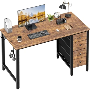 40 inch Computer Desk with 4 Fabric Drawers, Kids Student Reversible Small Desks for Home Office Small Space, Work PC Desk Table for Bedroom, Rustic Brown 40 inch Computer Desk with 4 Fabric Drawers, Kids Student Reversible Small Desks for Home Office Small Space, Work PC Desk Table for Bedroom, Rustic Brown