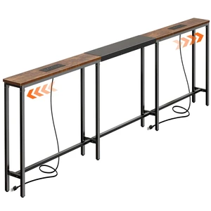 Narrow Sofa Table with 2 Power Outlets, 86.6-110.2 Inch Adjustable Length, Behind the Couch Table with USB-C Port, Long Entryway Console Table, Anti-tip Kit, for Living Room, Rustic Brown Narrow Sofa Table with 2 Power Outlets, 86.6-110.2 Inch Adjustable Length, Behind the Couch Table with USB-C Port, Long Entryway Console Table, Anti-tip Kit, for Living Room, Rustic Brown