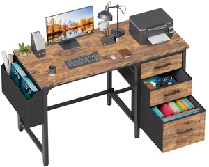 Computer Desk with File Drawers Cabinet, 47 Inch Reversible Home Office Desks with Fabric Filing Cabinet for Small Space, Study Writing Table PC Desks, Rustic Brown Computer Desk with File Drawers Cabinet, 47 Inch Reversible Home Office Desks with Fabric Filing Cabinet for Small Space, Study Writing Table PC Desks, Rustic Brown