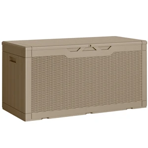 Outdoor Storage Box 100 Gallon Storage Bin with Lid for Patio Furniture, Garden Tools, Pool Supplies, Lockable, Waterproof and UV Resistant, Light Coffee Outdoor Storage Box 100 Gallon Storage Bin with Lid for Patio Furniture, Garden Tools, Pool Supplies, Lockable, Waterproof and UV Resistant, Light Coffee
