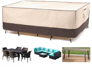 Patio Furniture Cover, Beige + Coffee, 102"W x 74"D x 27.5"H | Heavy Duty Rip-stop Fabric, Durable, Waterproof, Anti-UV, Windproof, Tear-resistant, Fade-resistant, All-season, All-weather Patio Furniture Cover, Beige + Coffee, 102"W x 74"D x 27.5"H | Heavy Duty Rip-stop Fabric, Durable, Waterproof, Anti-UV, Windproof, Tear-resistant, Fade-resistant, All-season, All-weather