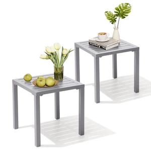 Aluminum Outdoor Side Table Set of 2, Pool Lounge Chair Side Table, Weather Resistant Small Square Coffee End Table for Patio, Yard, Garden, Porch, Deck, Outdoor Aluminum Outdoor Side Table Set of 2, Pool Lounge Chair Side Table, Weather Resistant Small Square Coffee End Table for Patio, Yard, Garden, Porch, Deck, Outdoor