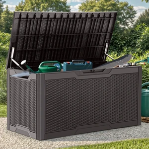 100 Gallon Large Resin Deck Box Outdoor Storage Boxes for Patio | Outdoor Cushions, Garden Tools and Pool Supplies-Waterproof,Lockable (Dark Brown) 100 Gallon Large Resin Deck Box Outdoor Storage Boxes for Patio | Outdoor Cushions, Garden Tools and Pool Supplies-Waterproof,Lockable (Dark Brown)