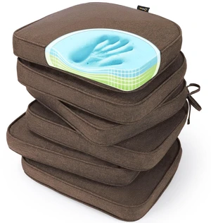 Gel Memory Foam Chair Cushions, FadeShield Water-, Stain-Resistant Durable Reversible Seat Cushion Pads with Ties for Indoor/Outdoor Kitchen Dining Office 17"x16" Set of 6, Heather Chestnut Gel Memory Foam Chair Cushions, FadeShield Water-, Stain-Resistant Durable Reversible Seat Cushion Pads with Ties for Indoor/Outdoor Kitchen Dining Office 17"x16" Set of 6, Heather Chestnut