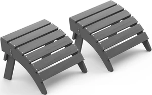 Folding Adirondack Chair Footrest Set of 2, Adirondack Ottomans Without Assembly, Grey Folding Adirondack Chair Footrest Set of 2, Adirondack Ottomans Without Assembly, Grey
