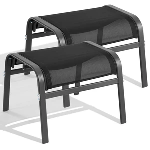 Outdoor Ottoman Set of 2, Oversized Outdoor Foot Rest, Black | Stackable, All Weather Outdoor Foot Stool, Supportive Textliene, Metal Frame, Patio Garden Pool Furniture Outdoor Ottoman Set of 2, Oversized Outdoor Foot Rest, Black | Stackable, All Weather Outdoor Foot Stool, Supportive Textliene, Metal Frame, Patio Garden Pool Furniture