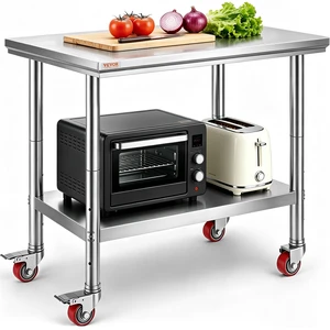 Mophorn Stainless Steel Work Table 36x24 Inch with 4 Wheels, Casters Heavy Duty Food Prep Worktable for Commercial Kitchen Restaurant, Silver Mophorn Stainless Steel Work Table 36x24 Inch with 4 Wheels, Casters Heavy Duty Food Prep Worktable for Commercial Kitchen Restaurant, Silver