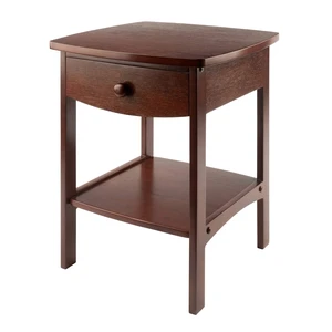 22 x 18 x 18-Inch Wood Curved End Table/Night Stand with One Drawer, Brown (94918) 22 x 18 x 18-Inch Wood Curved End Table/Night Stand with One Drawer, Brown (94918)