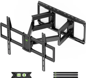 Full Motion TV Wall Mount for Large TVs 42-97 Inch up to 150 lbs | Swivel/tilt/extend Wall Mount TV Bracket. ±4° post-install leveling. Pre-assembled Fits 16/18/24" studs, VESA 600x400mm. Full Motion TV Wall Mount for Large TVs 42-97 Inch up to 150 lbs | Swivel/tilt/extend Wall Mount TV Bracket. ±4° post-install leveling. Pre-assembled Fits 16/18/24" studs, VESA 600x400mm.
