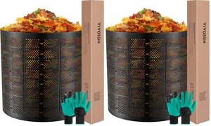 500 Gallon Outdoor Compost Bin, Expandable Composter, Easy to Setup & Large Capacity for Backyard, Lawn (Black with Gloves) (Pack of 2) 500 Gallon Outdoor Compost Bin, Expandable Composter, Easy to Setup & Large Capacity for Backyard, Lawn (Black with Gloves) (Pack of 2)