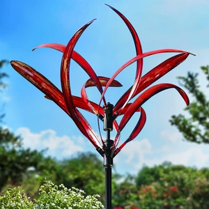 Wind Spinner for Garden and Yard - Large Metal Kinetic Wind Sculptures Yard Art Outdoor (Crimson Magnolia) Wind Spinner for Garden and Yard - Large Metal Kinetic Wind Sculptures Yard Art Outdoor (Crimson Magnolia)