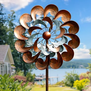 Large Wind Spinners Outdoor - 84" H Kinetic Metal Garden Decor | Decorative Yard Garden Kinetic Wind Spinner with Stake, Spins Easily, Weather Resistant, Gift Idea for Birthday, Retro Copper Large Wind Spinners Outdoor - 84" H Kinetic Metal Garden Decor | Decorative Yard Garden Kinetic Wind Spinner with Stake, Spins Easily, Weather Resistant, Gift Idea for Birthday, Retro Copper