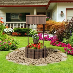 Rustic Solid Fir Wood Wishing Well Planter for Outdoor Plants, 16.5 in Diameter Rustic Solid Fir Wood Wishing Well Planter for Outdoor Plants, 16.5 in Diameter