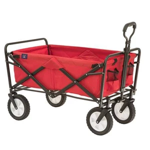 Heavy Duty Steel Frame Collapsible Folding 150 Pound Capacity Outdoor Camping Garden Utility Wagon Yard Cart, Red Heavy Duty Steel Frame Collapsible Folding 150 Pound Capacity Outdoor Camping Garden Utility Wagon Yard Cart, Red