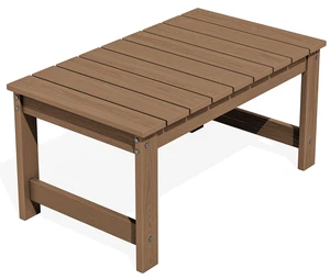 HDPE Outdoor Coffee Table with Umbrella Hole, Brown HDPE Outdoor Coffee Table with Umbrella Hole, Brown