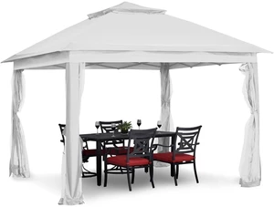 11x11 FT Gazebo Tent, Outdoor Tents for Parties with Mosquito Netting, Folding Heavy Duty Height Adjustable Canopy Tent for Patio Backyard Garden (White) 11x11 FT Gazebo Tent, Outdoor Tents for Parties with Mosquito Netting, Folding Heavy Duty Height Adjustable Canopy Tent for Patio Backyard Garden (White)