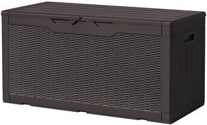 97 Gallon Deck Box, Waterproof Resin Outdoor Storage Box for Outside and Patio, Large Outdoor Storage Bench Cabinet Lockable for Patio Furniture, Garden Tools and Pool Supplies (Deep Brown) 97 Gallon Deck Box, Waterproof Resin Outdoor Storage Box for Outside and Patio, Large Outdoor Storage Bench Cabinet Lockable for Patio Furniture, Garden Tools and Pool Supplies (Deep Brown)