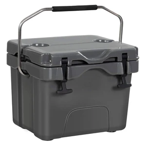 16 Quart Cooler, 24-Can Capacity Ice Chest with 2 Cup Holders, 3-5 Days Ice Retention, Portable Insulated Ice Box for Camping, Fishing Outdoor Activities (Grey) 16 Quart Cooler, 24-Can Capacity Ice Chest with 2 Cup Holders, 3-5 Days Ice Retention, Portable Insulated Ice Box for Camping, Fishing Outdoor Activities (Grey)
