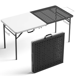 5ft Folding Table for Picnic Camping, Portable Outdoor Table with Metal Grid Grilling Surface, Heavy Duty Foldable Table for Cook Prep,Suitable for Camping, Backyard, Patio and Beach 5ft Folding Table for Picnic Camping, Portable Outdoor Table with Metal Grid Grilling Surface, Heavy Duty Foldable Table for Cook Prep,Suitable for Camping, Backyard, Patio and Beach