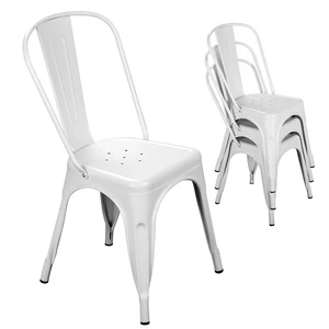 Metal Dining Chair Farmhouse Tolix Style for Kitchen Dining Room Café Restaurant Bistro Patio, 18 Inch, Stackable, Waterproof Indoor/Outdoor (Sets of 4) (White) Metal Dining Chair Farmhouse Tolix Style for Kitchen Dining Room Café Restaurant Bistro Patio, 18 Inch, Stackable, Waterproof Indoor/Outdoor (Sets of 4) (White)