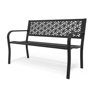 50" Outdoor Bench Metal with Floral Back, Garden Bench Front Porch Benches for Yard Patio Entryway Park Outside, 800lb Capacity - Black 50" Outdoor Bench Metal with Floral Back, Garden Bench Front Porch Benches for Yard Patio Entryway Park Outside, 800lb Capacity - Black