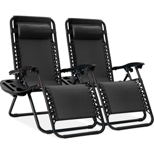Zero Gravity Chair Recliner, Black | Set of 2 w/ Pillows and Cup Holder Trays, Foldable Lounge Chair with Adjustable Reclining Positions for Patios Decks Porches Zero Gravity Chair Recliner, Black | Set of 2 w/ Pillows and Cup Holder Trays, Foldable Lounge Chair with Adjustable Reclining Positions for Patios Decks Porches