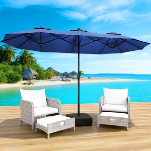 15FT Double-Sided Patio Umbrella with Base Included, Large Outdoor Rectangular Market Umbrella for Backyard, Poolside, Lawn & Garden,Blue 15FT Double-Sided Patio Umbrella with Base Included, Large Outdoor Rectangular Market Umbrella for Backyard, Poolside, Lawn & Garden,Blue