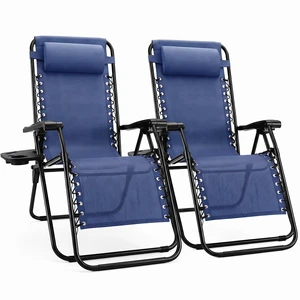 Zero Gravity Chairs, Set of 2 Portable Recliner Beach Camping Patio Outdoor Folding Lounge Chair with Cup Holder Trays and Adjustable Pillow for Poolside, Garden, Backyard, Lawn, Blue Zero Gravity Chairs, Set of 2 Portable Recliner Beach Camping Patio Outdoor Folding Lounge Chair with Cup Holder Trays and Adjustable Pillow for Poolside, Garden, Backyard, Lawn, Blue