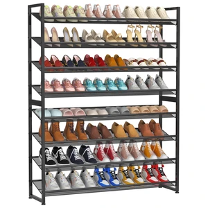 Large Shoe Rack 8 Tier Shoe Organizer, Heavy Duty Metal 4-Tier Stackable Shoe Storage Vertical Shoe Rack for Closet Front Door Entrance, Up to 50 Pairs, 44.8" W x 11.4" D x 56.7" H, Black Large Shoe Rack 8 Tier Shoe Organizer, Heavy Duty Metal 4-Tier Stackable Shoe Storage Vertical Shoe Rack for Closet Front Door Entrance, Up to 50 Pairs, 44.8" W x 11.4" D x 56.7" H, Black
