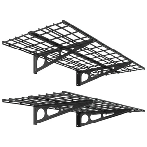 2-Pack 2x4ft 24-inch-by-48-inch Wall Shelf Garage Storage Rack Wall Mounted Floating Shelves, Black, Classic Series 2-Pack 2x4ft 24-inch-by-48-inch Wall Shelf Garage Storage Rack Wall Mounted Floating Shelves, Black, Classic Series