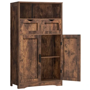 Bathroom Storage Cabinet with 2 Drawers, Small Kitchen Pantry Cabinet | Kitchen Cabinet with Adjustable Shelves, Coffee Bar Cabinet for Kitchen, Living Room, Entryway, Rustic Brown Bathroom Storage Cabinet with 2 Drawers, Small Kitchen Pantry Cabinet | Kitchen Cabinet with Adjustable Shelves, Coffee Bar Cabinet for Kitchen, Living Room, Entryway, Rustic Brown