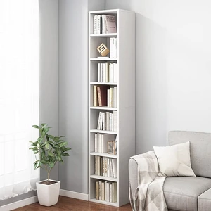 Small Narrow Corner Bookcase - 71" Tall Gap Storage Cabinet, White | Modern Minimalist Style, MDF Material, Adjustable Shelves, 8 Cubes Open Bookshelf, Floor Tower Rack, Space-Saving Organizer Small Narrow Corner Bookcase - 71" Tall Gap Storage Cabinet, White | Modern Minimalist Style, MDF Material, Adjustable Shelves, 8 Cubes Open Bookshelf, Floor Tower Rack, Space-Saving Organizer