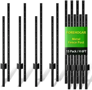 Splicing 6 ft Black Metal Fence Post, T Posts for Wire Fencing, 15-Pack | No-Dig Steel Stakes T-Posts for Wire Mesh, Welded Garden Fence Roll, Chicken /Dog Fencing, Temporary Outdoor Sign Splicing 6 ft Black Metal Fence Post, T Posts for Wire Fencing, 15-Pack | No-Dig Steel Stakes T-Posts for Wire Mesh, Welded Garden Fence Roll, Chicken /Dog Fencing, Temporary Outdoor Sign