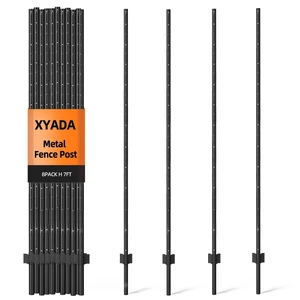 Metal Fence Post 7feet, Heavy Duty Garden Fence Post for Holding Wire Fence, Sign U Post Pack of 8 Sturdy Outdoor No Dig Fence Post for Garden Yard Black Metal Fence Post 7feet, Heavy Duty Garden Fence Post for Holding Wire Fence, Sign U Post Pack of 8 Sturdy Outdoor No Dig Fence Post for Garden Yard Black
