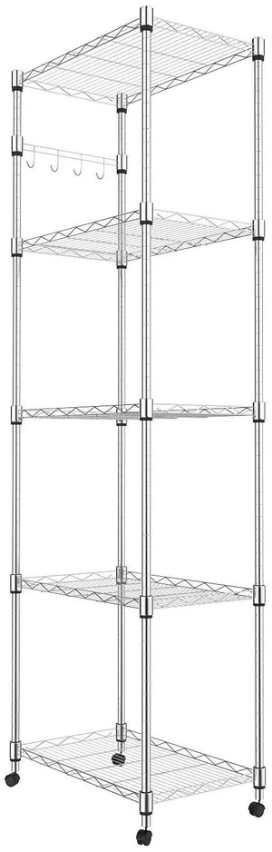 5 Tier Steel Wire Shelving Unit on Wheels,Chrome Shelves for Garage Kitchen Living Room,Heavy Duty Shelving Rack, 23.2 x 13.8 x 72 inch (L x W x H) 5 Tier Steel Wire Shelving Unit on Wheels,Chrome Shelves for Garage Kitchen Living Room,Heavy Duty Shelving Rack, 23.2 x 13.8 x 72 inch (L x W x H)