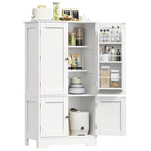 43H Pantry Cabinet with 4 Doors, Kitchen Cabinet with 6 Door Shelves | Storage Cabinet, Kitchen Pantry Cabinet for Kitchen, Living Room, Dining Room, Bathroom, White 43H Pantry Cabinet with 4 Doors, Kitchen Cabinet with 6 Door Shelves | Storage Cabinet, Kitchen Pantry Cabinet for Kitchen, Living Room, Dining Room, Bathroom, White