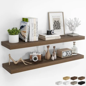 Long Floating Shelves for Wall 2Pack, Walnut, 48" Lx8 D | 48inch Wood Wall Mounted Shelf for Bathroom|Kitchen|Bedroom|Living Room, Invisible Brackets|Books|Storage|Decor Long Floating Shelves for Wall 2Pack, Walnut, 48" Lx8 D | 48inch Wood Wall Mounted Shelf for Bathroom|Kitchen|Bedroom|Living Room, Invisible Brackets|Books|Storage|Decor
