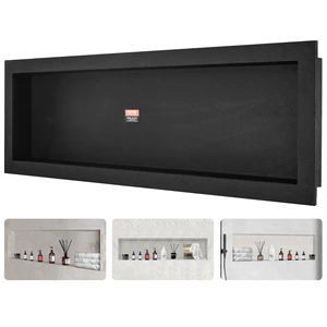 Shower Niche Ready for Tile 16" x 50", Single Shelf Organizer, Square Corners Wall-inserted Niche Recessed, Sealed Protection Modern Soap Storage Niche for Shower Bathroom, Black Shower Niche Ready for Tile 16" x 50", Single Shelf Organizer, Square Corners Wall-inserted Niche Recessed, Sealed Protection Modern Soap Storage Niche for Shower Bathroom, Black