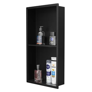 Stainless Steel Shower Niche Matte Black 24" X 12" W/ 2-Tier Shelf | Recessed shower niche no tile needed,space-saving,vertical niche, built in bathroom niche shower for shampoo & soap storage Stainless Steel Shower Niche Matte Black 24" X 12" W/ 2-Tier Shelf | Recessed shower niche no tile needed,space-saving,vertical niche, built in bathroom niche shower for shampoo & soap storage