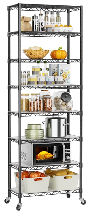 Shelves Storage Shelf Wire Closet Bathroom Organizers Metal Pantry | 8 tier Kitchen Garage Shelving Unit Laundry Room Organization Home Rack Net Basket Black with Wheels 11.7D X 22W X 74.2H Shelves Storage Shelf Wire Closet Bathroom Organizers Metal Pantry | 8 tier Kitchen Garage Shelving Unit Laundry Room Organization Home Rack Net Basket Black with Wheels 11.7D X 22W X 74.2H