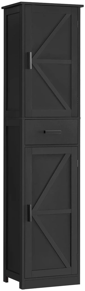 Tall Bathroom Cabinet, Storage Cabinet with 6 Shelves & Drawer | Bathroom Storage Cabinet with Adjustable Shelves, Tall Cabinet for Living Room, Home Office, Black Tall Bathroom Cabinet, Storage Cabinet with 6 Shelves & Drawer | Bathroom Storage Cabinet with Adjustable Shelves, Tall Cabinet for Living Room, Home Office, Black