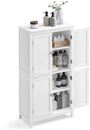Bathroom Floor Storage Cabinet with 4 Doors, Cloud White | Freestanding Bathroom Storage Unit, Adjustable Shelf, 23.6 x 11.8 x 43.3 Inches, HELAN Collection UBBC552P31 Bathroom Floor Storage Cabinet with 4 Doors, Cloud White | Freestanding Bathroom Storage Unit, Adjustable Shelf, 23.6 x 11.8 x 43.3 Inches, HELAN Collection UBBC552P31