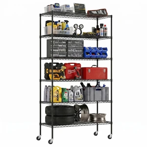 Commercial Wire Shelving Unit Metal Shelf Casters Adjustable Layer Rack Strong Steel for Restaurant Garage Pantry Kitchen Garage (45×18×82, Black) Commercial Wire Shelving Unit Metal Shelf Casters Adjustable Layer Rack Strong Steel for Restaurant Garage Pantry Kitchen Garage (45×18×82, Black)