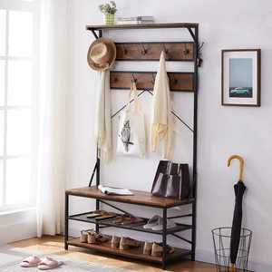 3-in-1 Entryway Coat Rack,Vintage Industrial Hall Tree 72 Inch with Storage Bench and Coat Racks Entryway Storage Shelf Organizer with 9 Hooks Large Size, Wood Look Accent Furniture with Metal Frame 3-in-1 Entryway Coat Rack,Vintage Industrial Hall Tree 72 Inch with Storage Bench and Coat Racks Entryway Storage Shelf Organizer with 9 Hooks Large Size, Wood Look Accent Furniture with Metal Frame