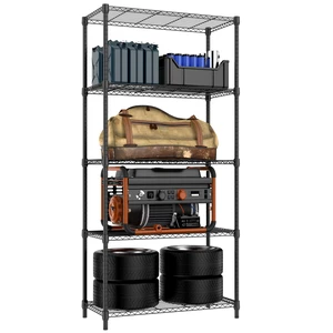 1250 lbs 5 Tier Shelf Metal Storage Shelves Shelving Wire Rack Heavy Duty Closet Organizers for Garage Kitchen Bathroom Laundry Black 15.7" D x 33.5" W x 68.5" H 1250 lbs 5 Tier Shelf Metal Storage Shelves Shelving Wire Rack Heavy Duty Closet Organizers for Garage Kitchen Bathroom Laundry Black 15.7" D x 33.5" W x 68.5" H