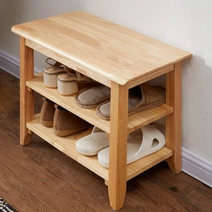 Shoe Rack Bench Wooden Storage Bench Entryway Bench, Natural, 23.6" | Rubber wood, Shoe Bench for Entryway, Living Room, Bedroom, Balcony, 23.6"W x 11.8"D x 16.5"H Shoe Rack Bench Wooden Storage Bench Entryway Bench, Natural, 23.6" | Rubber wood, Shoe Bench for Entryway, Living Room, Bedroom, Balcony, 23.6"W x 11.8"D x 16.5"H